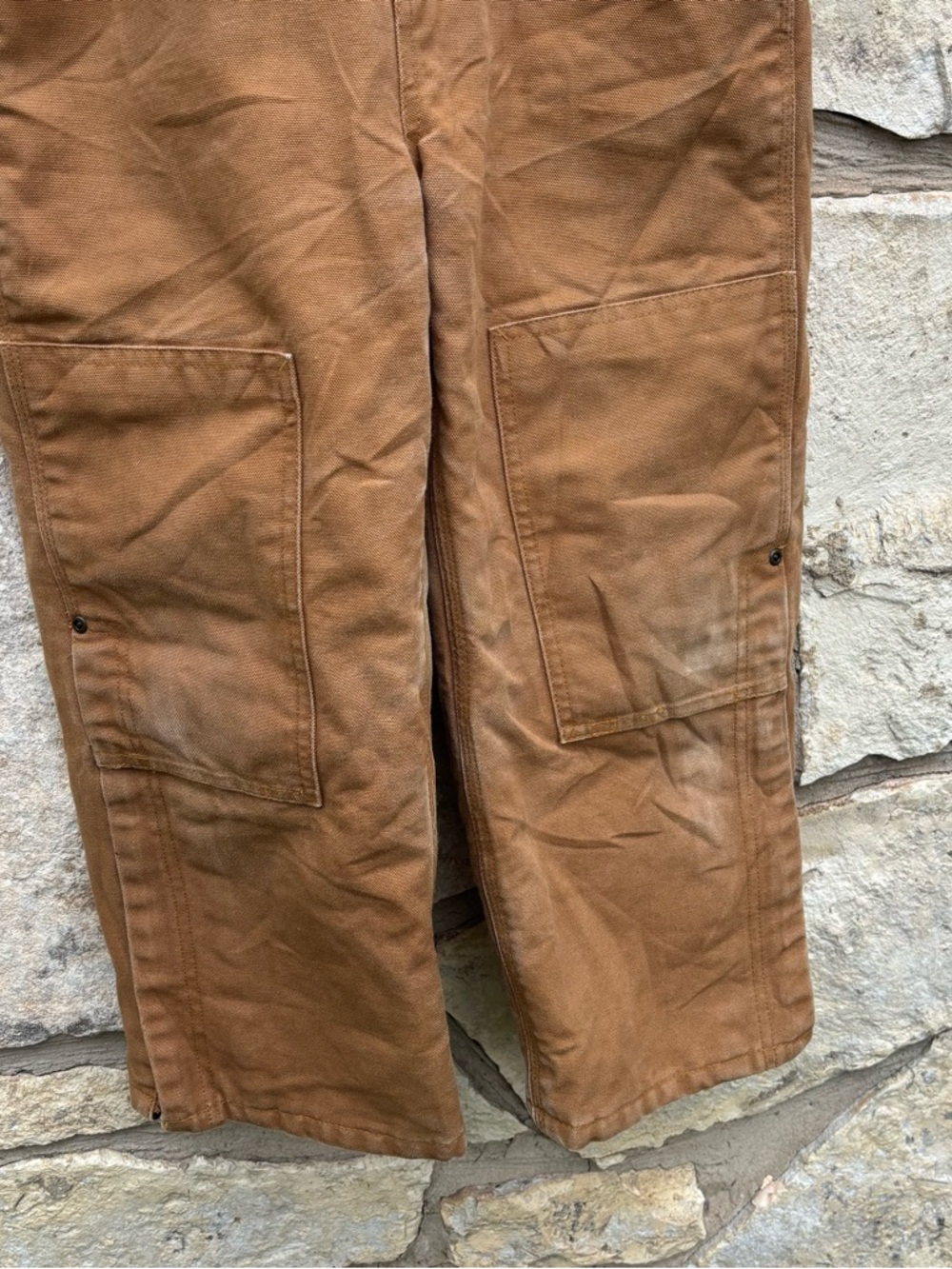 Carhartt brown duck canvas insulated bib overalls boys size 8 - Picture 4 of 8